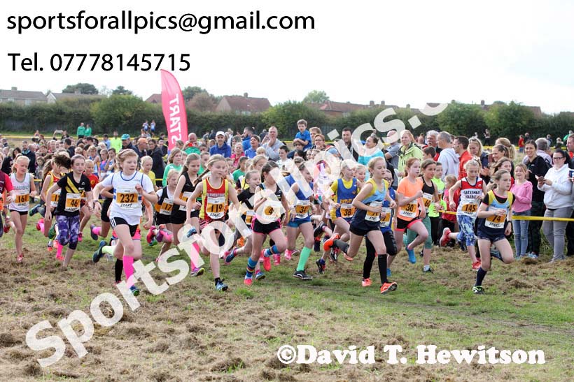 Girls under-11s Start Fitness North Eastern Harriers League, Wrekenton, Gateshead. Photo:  David T. Hewitson/Sports for All Pics